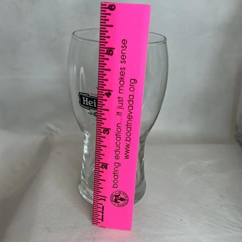 Heineken Beer Glass Experience Amsterdam 12 Oz 5 1/4 Tall 2 1/2 Round Green Red